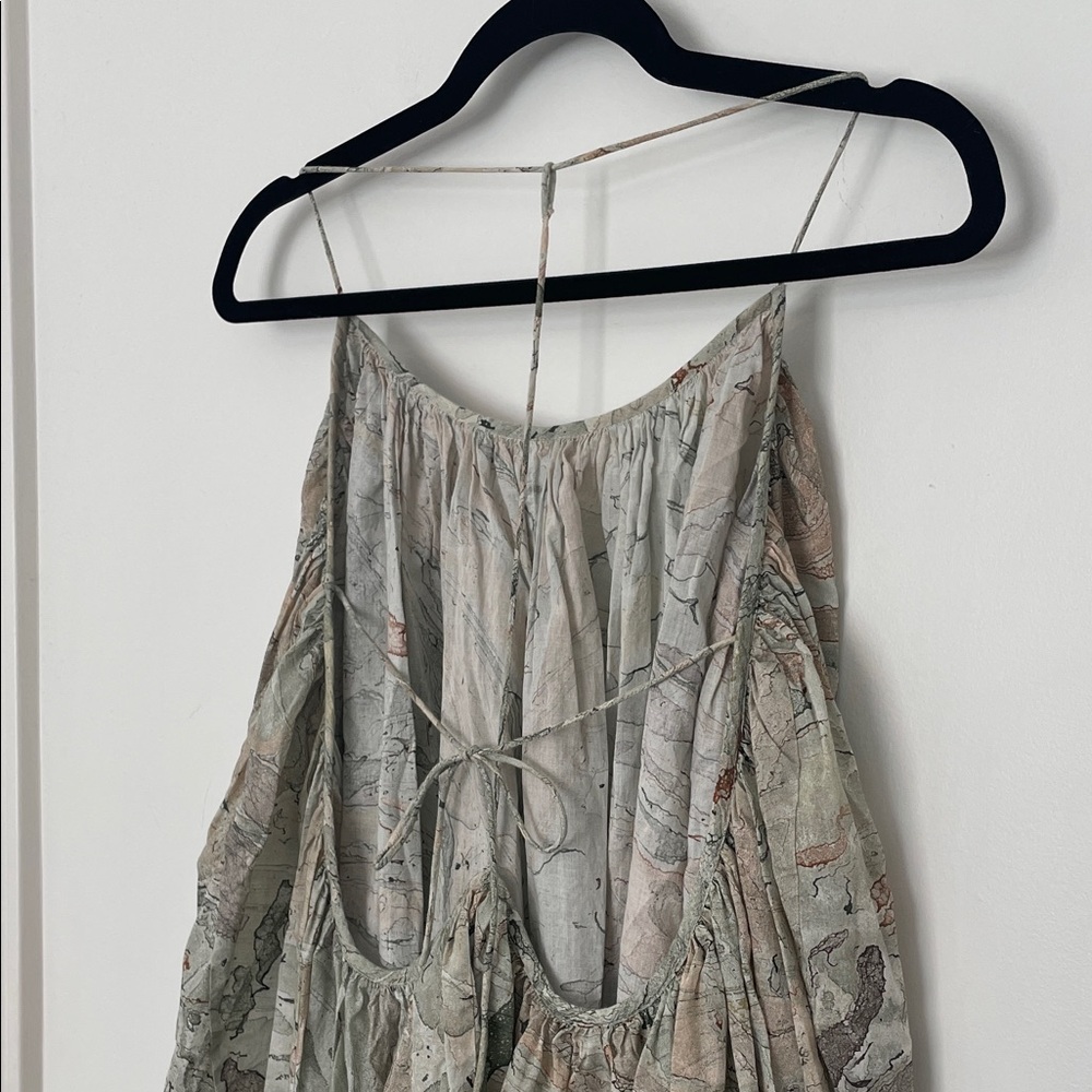 Nicholas K Flowy Marble-Print 100% Cotton Maxi Dress Open Back size Small - Picture 4 of 10